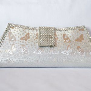 Silver Embellished Hand Clutch Bag